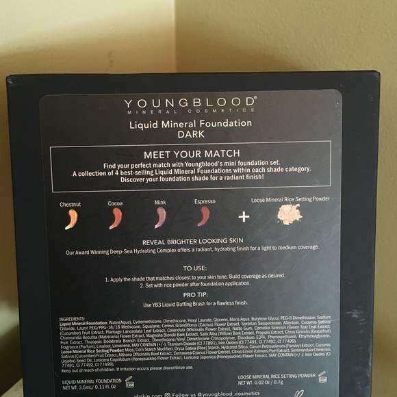 Young Blood Liquid Mineral Mini Foundation 5 Piece Set (3.5mL/0.11oz) NEW - Picture 2 of 3